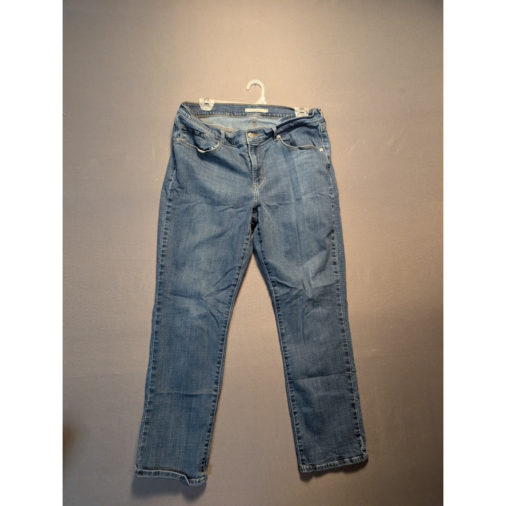 Levis Classic Straight Jeans Womens 14 Blue Maui Waterfall Mid Rise Denim 39250
